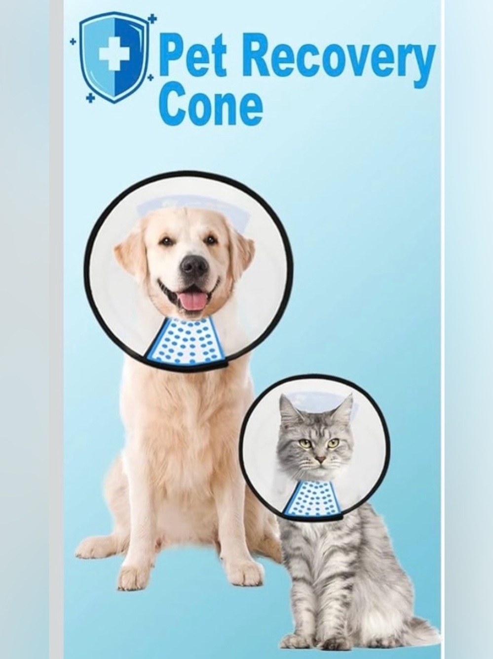 Supet Dog Cone Collar Adjustable After Surgery, Comfortable Pet Recovery Collar